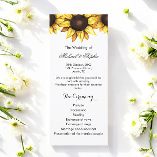 Blumenblume Hochzeitsprogramm Gelbe weiße Karte