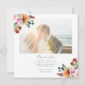 Blumenblume im Herbst Hochzeit Dankeschön Karte (Vorderseite)
