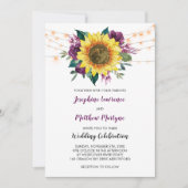 Blumenblume Pflaume Lila Rose Lights Hochzeit Einladung (Vorderseite)