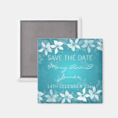 Blumenblume Save the Date Exotische Blüten Blau Magnet (Vorderseite/Rückseite)