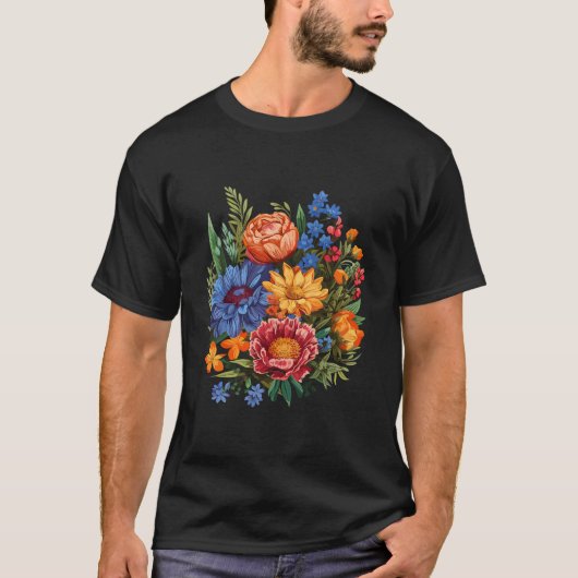 Blumenblume Wildblume Sommer farbenfroh blühendes T-Shirt (Vorderseite)