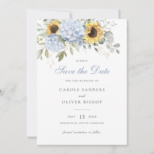 Blumenblumen Blauer Hydrangea Hochzeitstag Rett Einladung (Vorderseite)