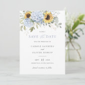 Blumenblumen Blauer Hydrangea Hochzeitstag Rett Einladung (Stehend Vorderseite)