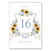 Blumenblumen Blauer Hydrangea Wappen Tischnummer (Rückseite)