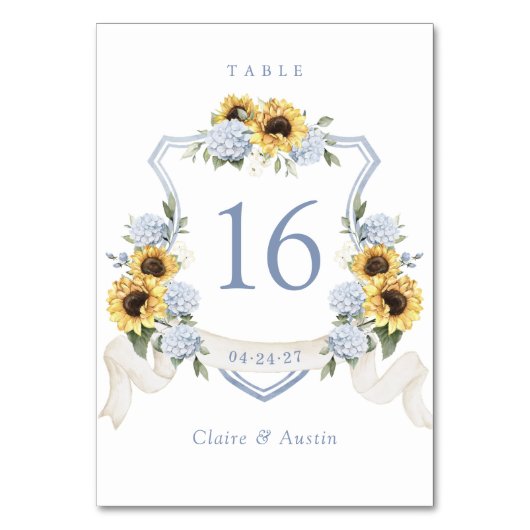 Blumenblumen Blauer Hydrangea Wappen Tischnummer (Rückseite)