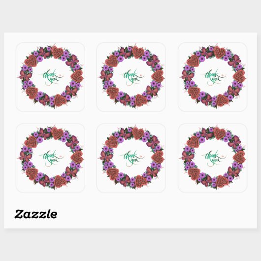 Blumenblumen-Blumenkoffer Quadratischer Aufkleber (Blatt)