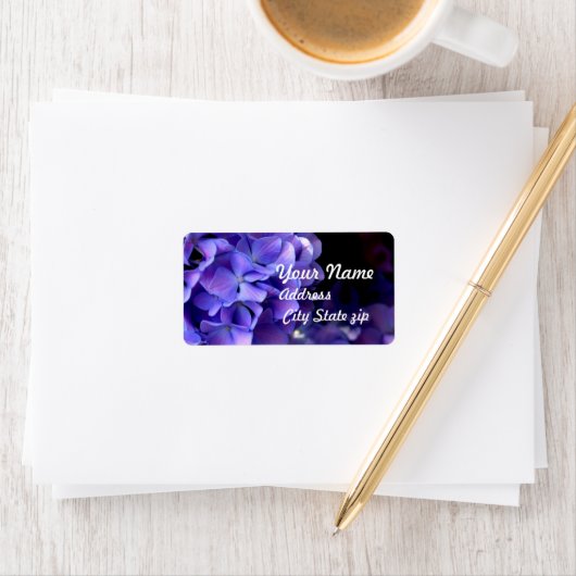 Blumenblumen, Blütenblüten, Hydrangeas Adressaufkleber (Insitu)