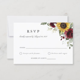 Blumenblumen Burgundy Wedding RSVP Card Einladung