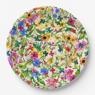BlumenBlumen des niedlichen bunten Frühlinges Pappteller