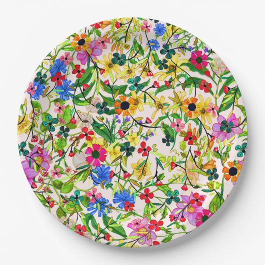 BlumenBlumen des niedlichen bunten Frühlinges Pappteller (Vorderseite)