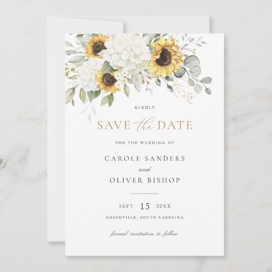 Blumenblumen Hydrangea Hochzeit Rett Datum Einladung (Vorderseite)