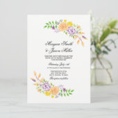 Blumenblumen Lila Pfirsicheinladungen Einladung (Stehend Vorderseite)