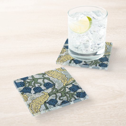 Blumenblumen Lily Valley Wiederholung Glasuntersetzer (Schrägansicht)