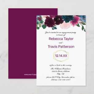 Blumenblumen-Plum Vert - 3x5 Engagement-Partei Einladung