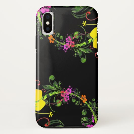 BlumenBlumen-Schwarz-Telefon - starker iPhone X Case-Mate iPhone Hülle (Rückseite)
