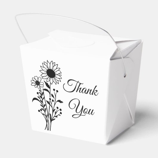 Blumenblumen Schwarz-weiß Hochzeit Vielen Dank Geschenkschachtel (Rückseite)