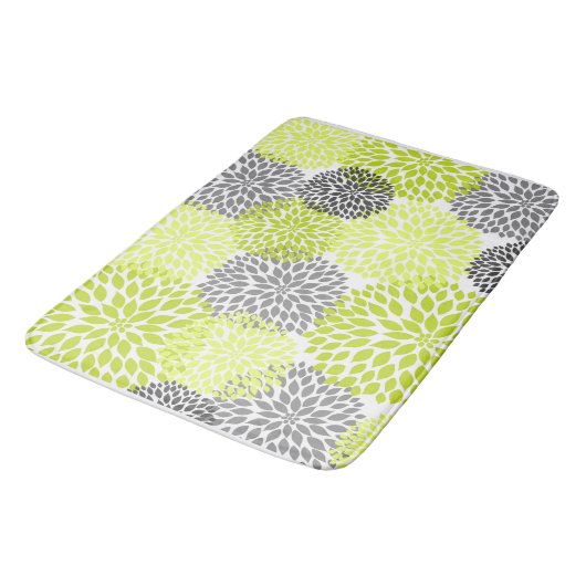 BlumenBlumenblüten der Chartreuse grauen Dahlien Badematte (Schrägansicht)