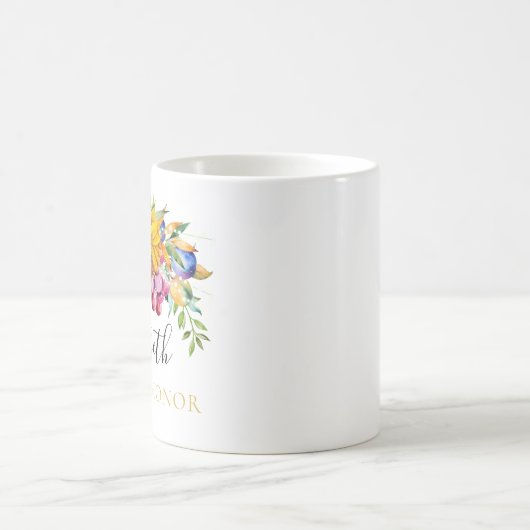 Blumenblumenstrauß-Trauzeugin mit Namen Kaffeetasse (Mittel)