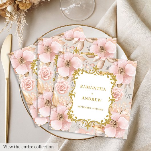 Blumenblush Gold Hochzeitspapier Napkins Serviette