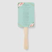 Blumenblush Gold Mint Green Wedding Program Fächer (Rückseite)