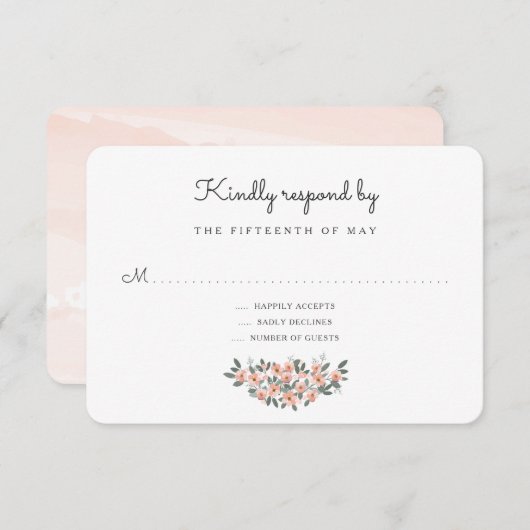 Blumenblush Wedding Suite Response-UAWG RSVP Karte (Vorne/Hinten)