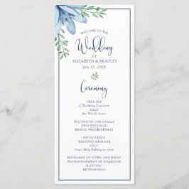 Blumenblut-Hochzeitsprogramm für Wasserfarben Menükarte