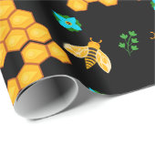 Blumenblüte der goldenen Honig-Bienen-klassischen Geschenkpapier (Rolleneckpunkt)