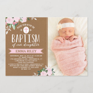 Blumenblüte Kraft Baby Girl Taufe Einladung