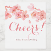 Blumenblüte Rosa Kirsche Blumenflasche Weinetikett (Einzelnes Label)