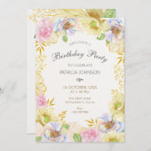 Blumenblüte Weichfärbung Geburtstag Einladung (Vorne/Hinten)