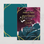 Blumenblüten Aquamarine Wasserfarbe - Einladung zu (Vorne/Hinten)