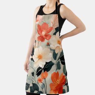 Blumenblüten aus Pfirsich und Creme Schürze