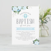 Blumenblüten| Blau | Tauflanung Einladung (Stehend Vorderseite)