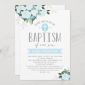 Blumenblüten| Blau | Tauflanung Einladung (Vorne/Hinten)