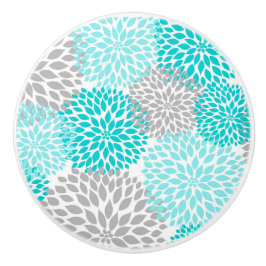 Blumenblüten-Blumen der Türkis-grauen Dahlien Keramikknauf