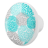 Blumenblüten-Blumen der Türkis-grauen Dahlien Keramikknauf (Rechts)
