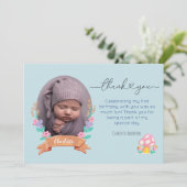 Blumenblüten Blumenblauer Foto Dankeskarte (Stehend Vorderseite)