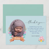 Blumenblüten Blumenblauer Foto Dankeskarte (Vorne/Hinten)