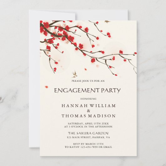 Blumenblüten florale Engagement Party für Wasserfa Einladung (Vorderseite)