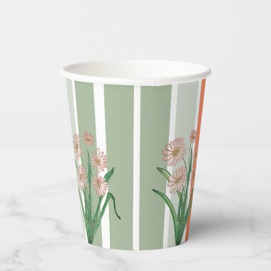 Blumenblüten in Rosa und Pfirsich Pappbecher (Rechts)