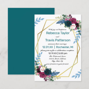 Blumenblüten Mod Aquamarin -3x5 Hochzeitsankündigu Einladung