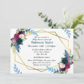 Blumenblüten Mod Aquamarin - Einladung zur Kinderd (Stehend Vorderseite)