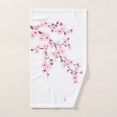 Blumenblüten Monogramm Rosa Weiß Badhandtuch Set (Handtuch)