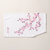 Blumenblüten Monogramm Rosa Weiß Badhandtuch Set (Handtuch)