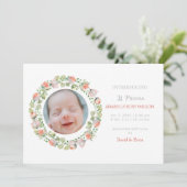 Blumenblüten Niedliches Girl Foto Geburtserklärung Ankündigung (Stehend Vorderseite)