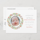 Blumenblüten Niedliches Girl Foto Geburtserklärung Ankündigungspostkarte (Vorne/Hinten)