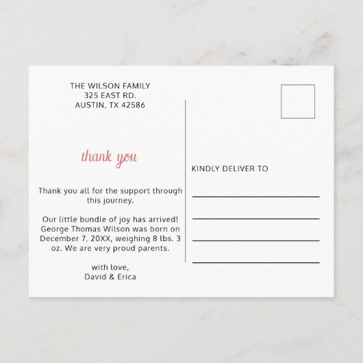 Blumenblüten Niedliches Girl Foto Geburtserklärung Ankündigungspostkarte (Rückseite)