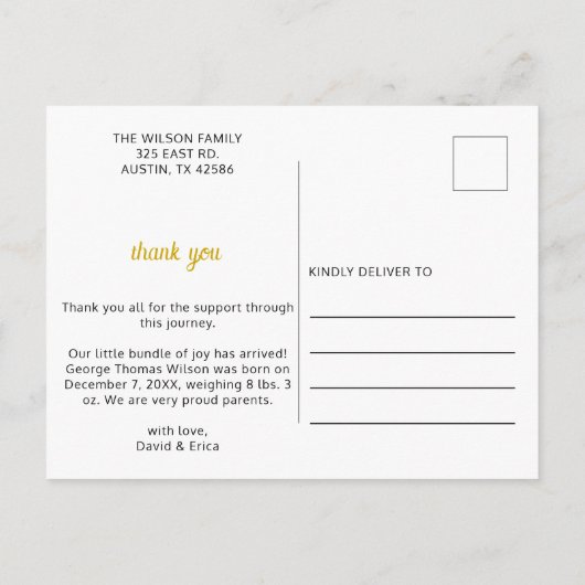 Blumenblüten Niedliches Girl Foto Geburtserklärung Ankündigungspostkarte (Rückseite)