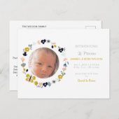 Blumenblüten Niedliches Girl Foto Geburtserklärung Ankündigungspostkarte (Vorne/Hinten)