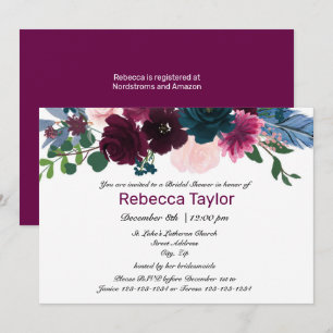 Blumenblüten Plum - Bridal Dusche Einladung